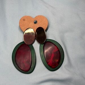 Handmade Red and Green Earrings